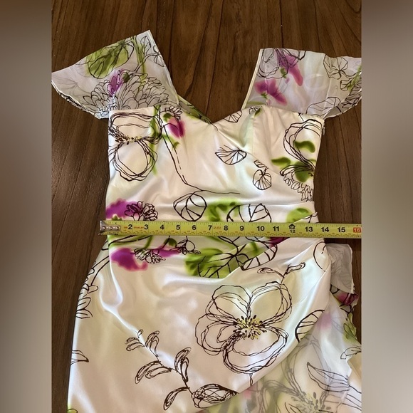 Mikael aghal romantic abstract garden silk cocktail flutter Sleeve Mini dress - Picture 4 of 14